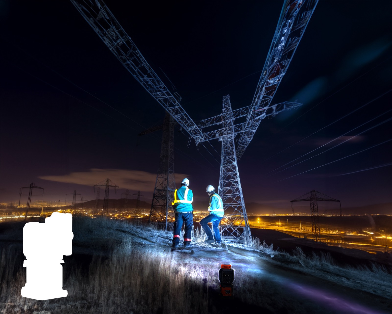 LI-TP-200 pan-tilt light used by utility line workers at night